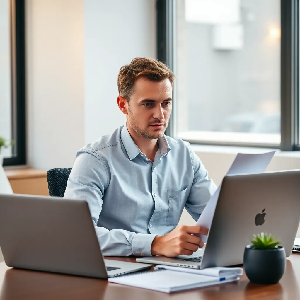 Nederlandse zakenman die aan zijn bureau werkt met digitale en analoge timeblocking tools