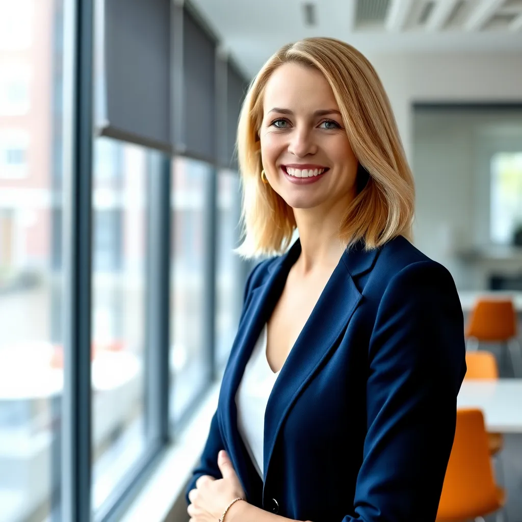 Professionele vrouw die productiviteitsapps gebruikt op smartphone en laptop